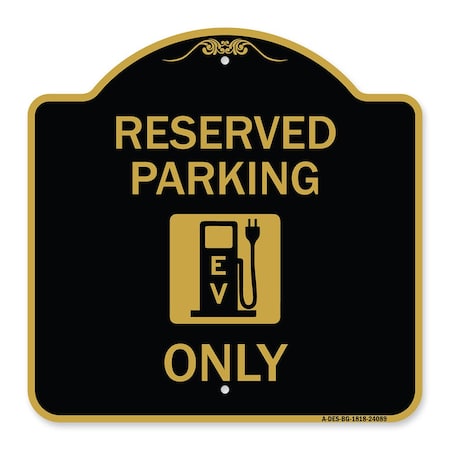 Signmission Ev W/ Electric Vehicle Charging Station Graphic, Black & Gold Alum Sign, 18" x 18", BG-1818-24089 A-DES-BG-1818-24089